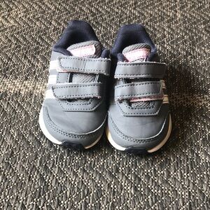 adidas Gray and Pink Kids Velcro Sneakers